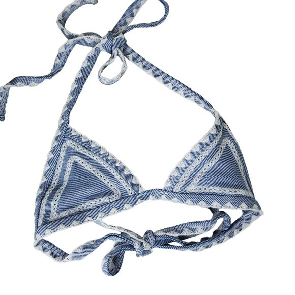 Same Swim Swim Same Swim Los Angeles Blue Embroidered Triangle
